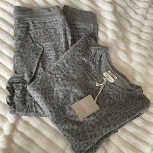 Gray Leopard Print Pajama Set